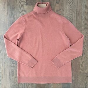 Ann Taylor 100% Cashmere Classic Turtleneck Sweater in Dusty Mauve Pink Large